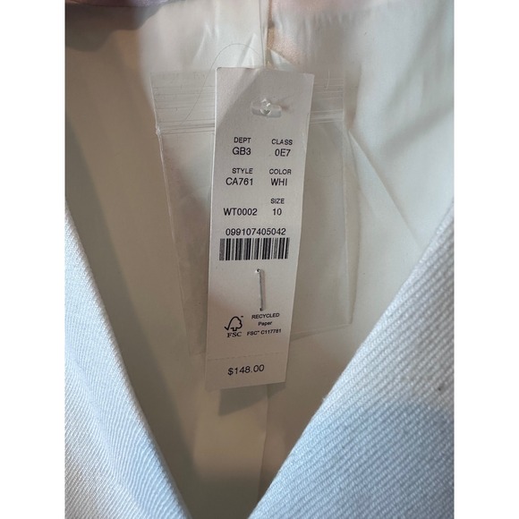 NEW J.Crew White Linen Blend Button Vest Size 10 Front Pockets - Picture 3 of 9